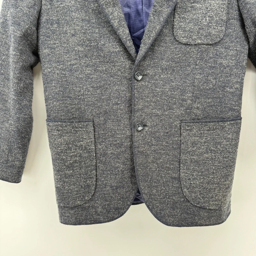 1 Like No Other Knit Blazer S/38 Gray Marled Two-Button Patch Pocket Cotton Wool